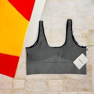 Forever 21 Black and White Striped Sports Bra